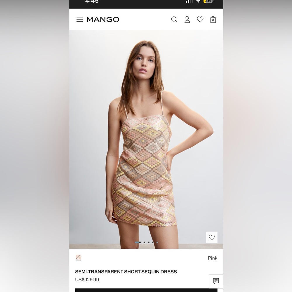 Mango Pink and Gold Sequin Mini Dress